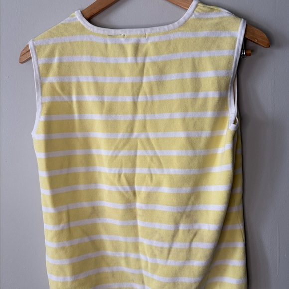 Vintage Knit Chic Sleeveless Top Yellow White Striped Size Medium - Picture 3 of 3